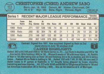 1991 Donruss #153 Chris Sabo Back