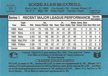 1991 Donruss #166 Roger McDowell Back