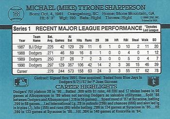 1991 Donruss #168 Mike Sharperson Back