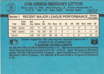 1991 Donruss #198 Greg Litton Back