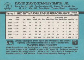 1991 Donruss #212 Dave Smith Back