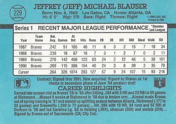 1991 Donruss #229 Jeff Blauser Back