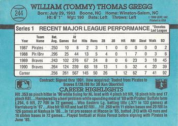 1991 Donruss #244 Tommy Gregg Back