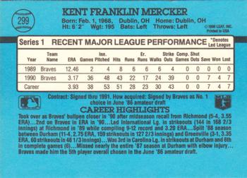 1991 Donruss #299 Kent Mercker Back