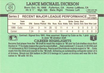 1991 Donruss #424 Lance Dickson Back