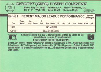 1991 Donruss #425 Greg Colbrunn Back