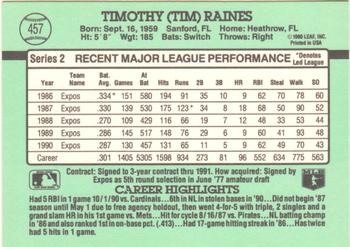1991 Donruss #457 Tim Raines Back