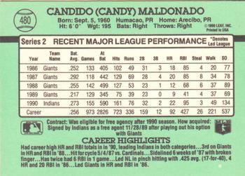 1991 Donruss #480 Candy Maldonado Back