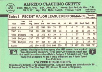 1991 Donruss #488 Alfredo Griffin Back