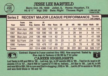 1991 Donruss #498 Jesse Barfield Back