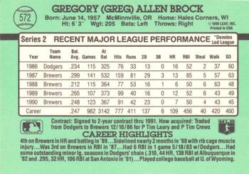 1991 Donruss #572 Greg Brock Back