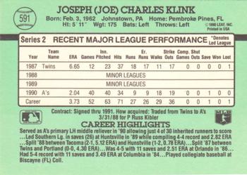 1991 Donruss #591 Joe Klink Back