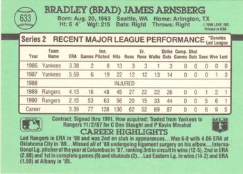 1991 Donruss #633 Brad Arnsberg Back