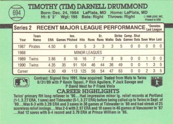 1991 Donruss #694 Tim Drummond Back