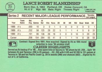 1991 Donruss #701 Lance Blankenship Back