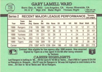1991 Donruss #728 Gary Ward Back