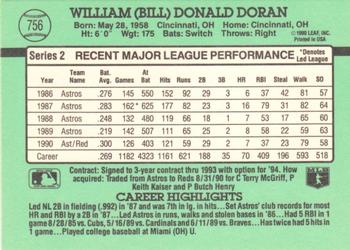 1991 Donruss #756 Bill Doran Back