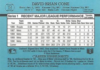 1991 Donruss #154 David Cone Back