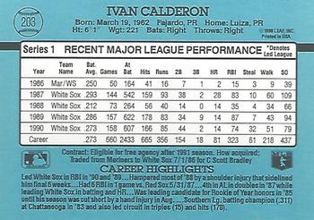 1991 Donruss #203 Ivan Calderon Back