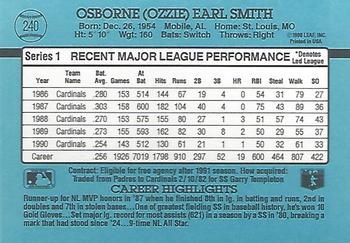 1991 Donruss #240 Ozzie Smith Back
