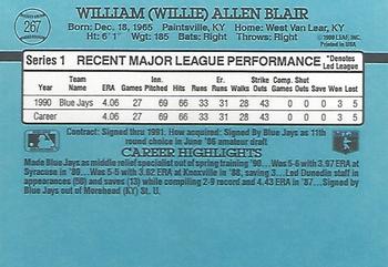 1991 Donruss #267 Willie Blair Back