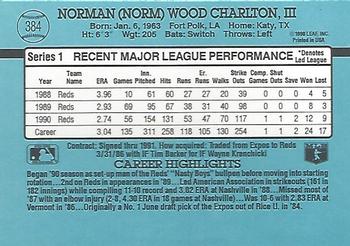 1991 Donruss #384 Norm Charlton Back