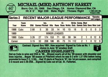 1991 Donruss #447 Mike Harkey Back
