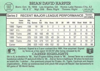 1991 Donruss #582 Brian Harper Back