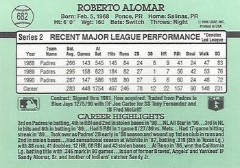1991 Donruss #682 Roberto Alomar Back