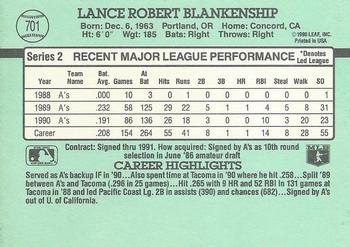 1991 Donruss #701 Lance Blankenship Back