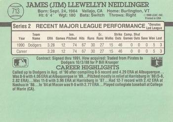 1991 Donruss #713 Jim Neidlinger Back