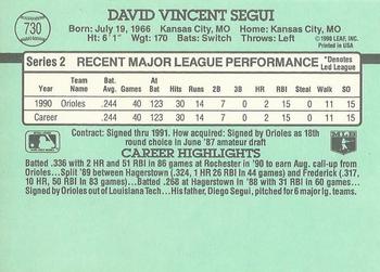 1991 Donruss #730 David Segui Back