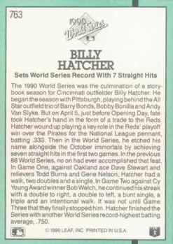 1991 Donruss #763 Billy Hatcher Back