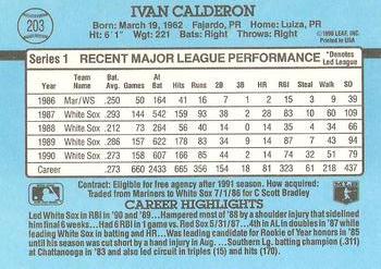 1991 Donruss #203 Ivan Calderon Back