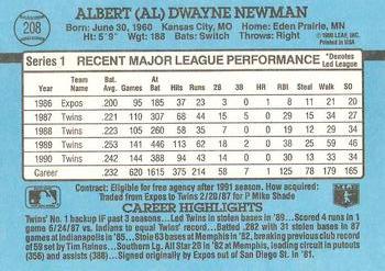 1991 Donruss #208 Al Newman Back