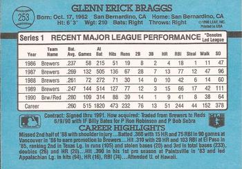 1991 Donruss #253 Glenn Braggs Back