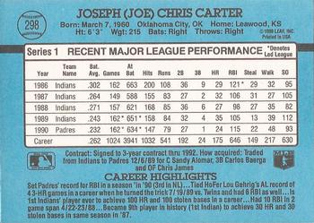 1991 Donruss #298 Joe Carter Back
