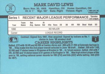1991 Donruss #29 Mark Lewis Back