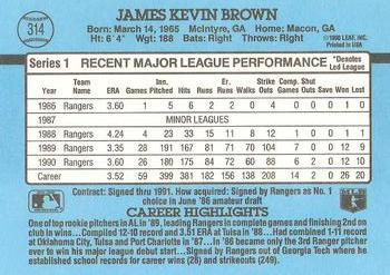 1991 Donruss #314 Kevin Brown Back