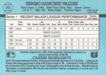 1991 Donruss #344 Sergio Valdez Back