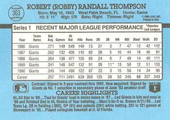 1991 Donruss #363 Robby Thompson Back