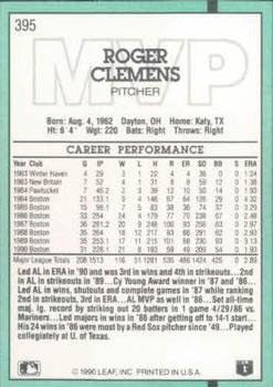 1991 Donruss #395 Roger Clemens Back