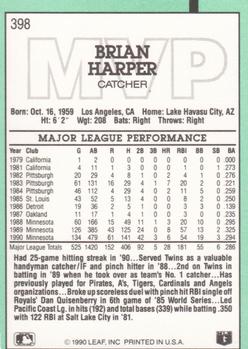 1991 Donruss #398 Brian Harper Back