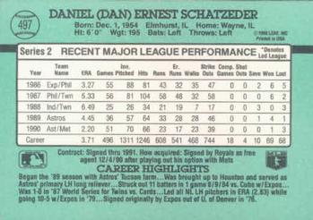 1991 Donruss #497 Dan Schatzeder Back