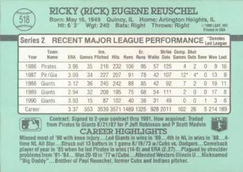 1991 Donruss #518 Rick Reuschel Back