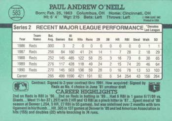 1991 Donruss #583 Paul O'Neill Back
