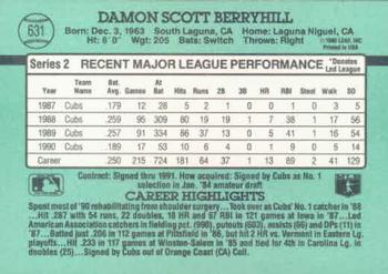 1991 Donruss #631 Damon Berryhill Back