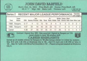 1991 Donruss #688 John Barfield Back
