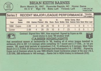 1991 Donruss #415 Brian Barnes Back