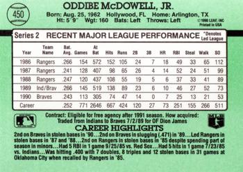 1991 Donruss #450 Oddibe McDowell Back